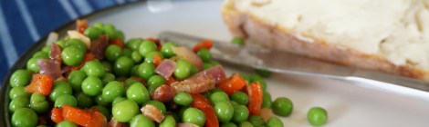 Spring pea salad with bacon dressing